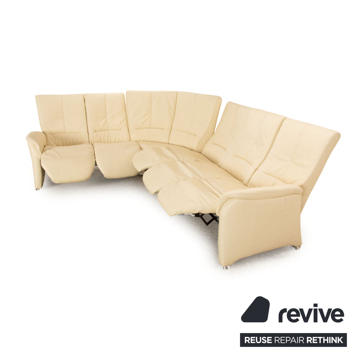 Himolla leather corner sofa cream manual function sofa couch