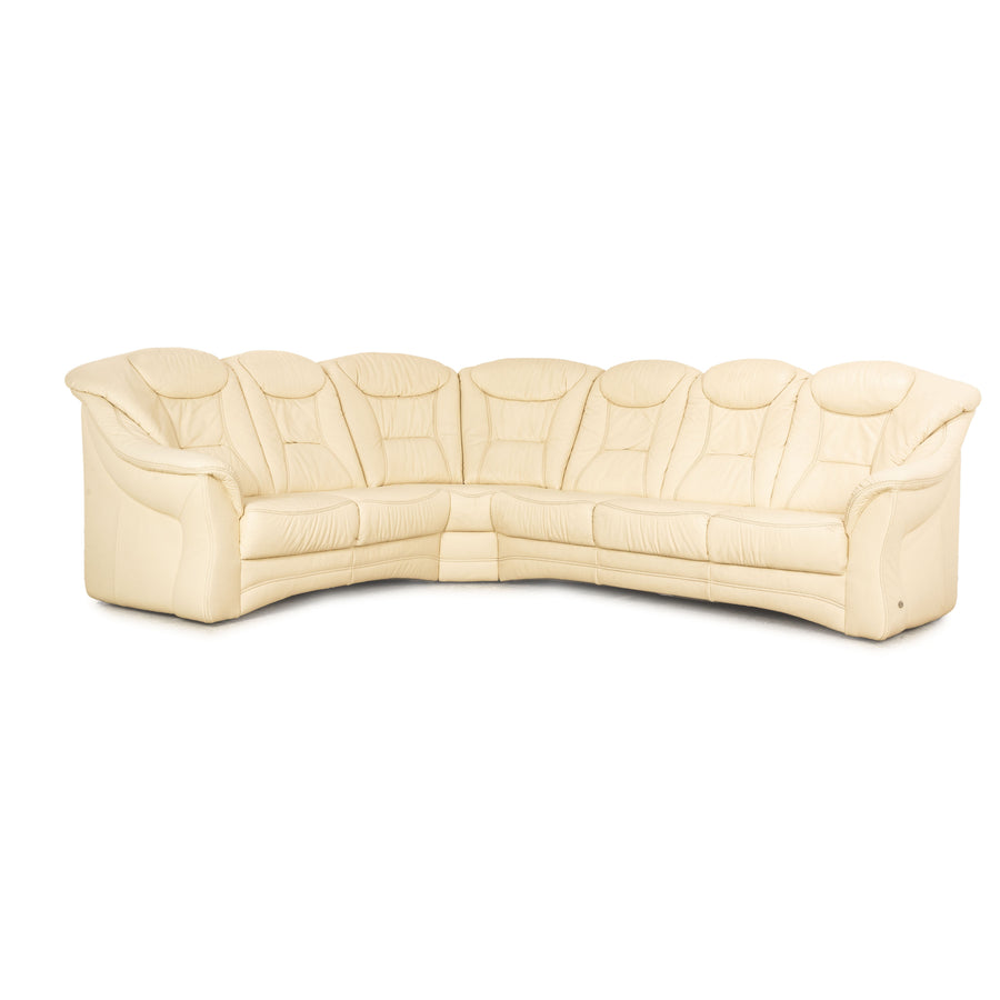 Himolla Leder Ecksofa Creme manuelle Funktion Sofa Couch