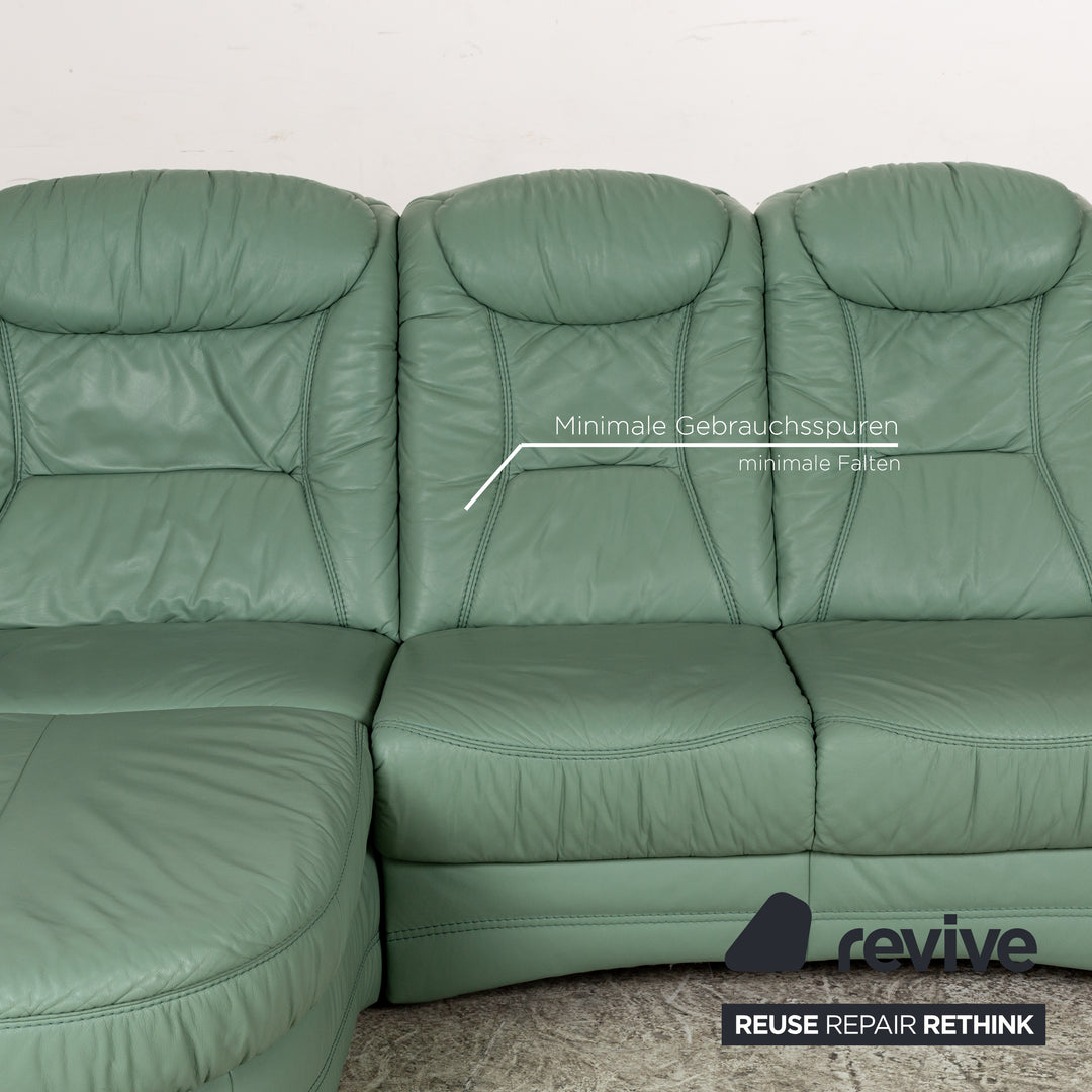 Himolla Leather Corner Sofa Green Recamiere Left Electric Function Sofa Couch