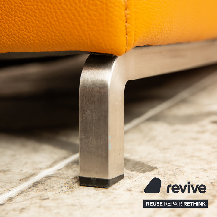 Himolla Leder Ecksofa Orange Apricot elektrische Funktion Recamiere Rechts Sofa Couch