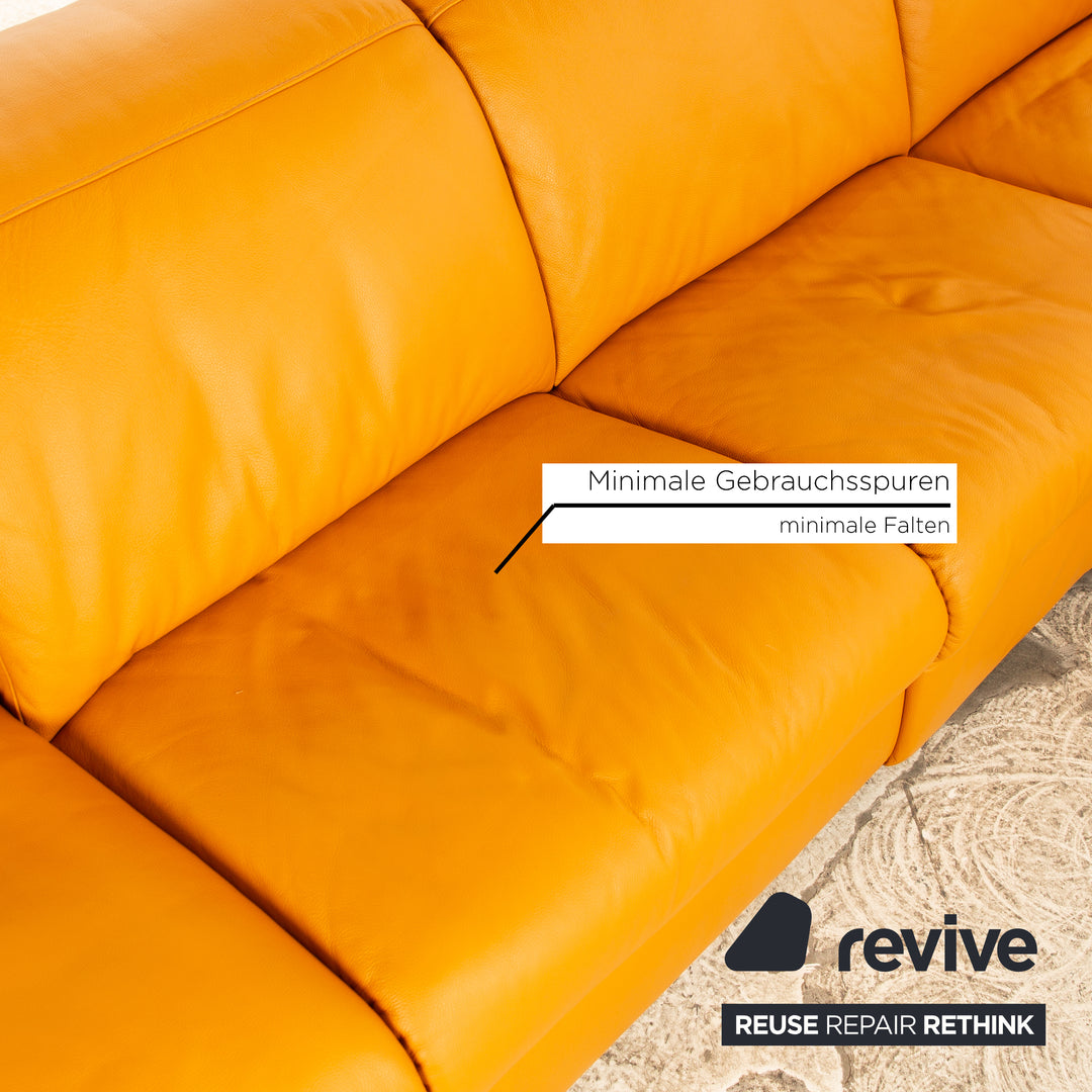 Himolla Leather Corner Sofa Orange Apricot Electric Function Recamiere Right Sofa Couch