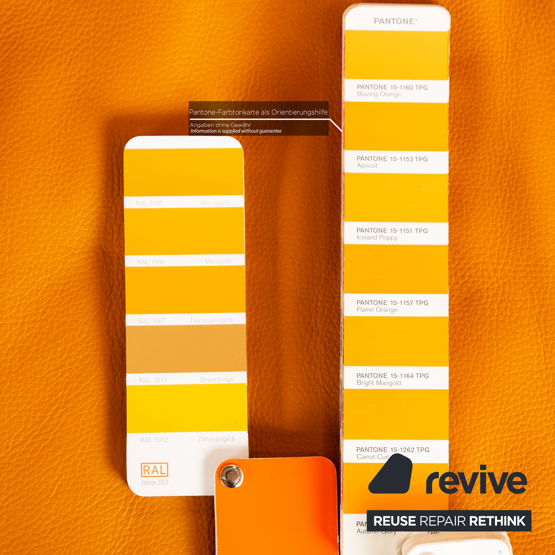 Himolla Leder Ecksofa Orange Apricot elektrische Funktion Recamiere Rechts Sofa Couch