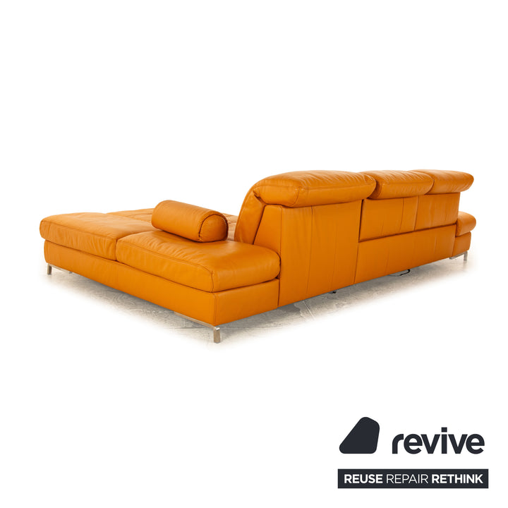 Himolla Canapé D'angle En Cuir Orange Abricot Fonction Électrique Récamiere Canapé Droit Canapé