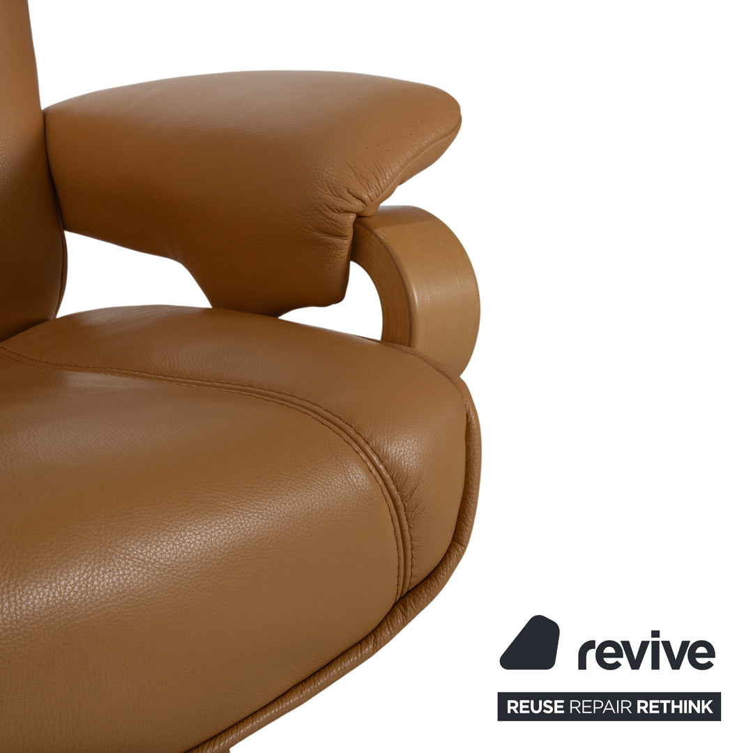 Himolla Leder Sessel Braun Cognac inkl. Hocker