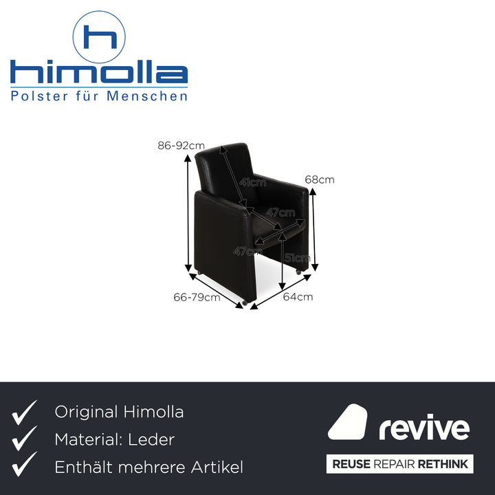 Himolla Leather Armchair Set Black 4x Armchairs