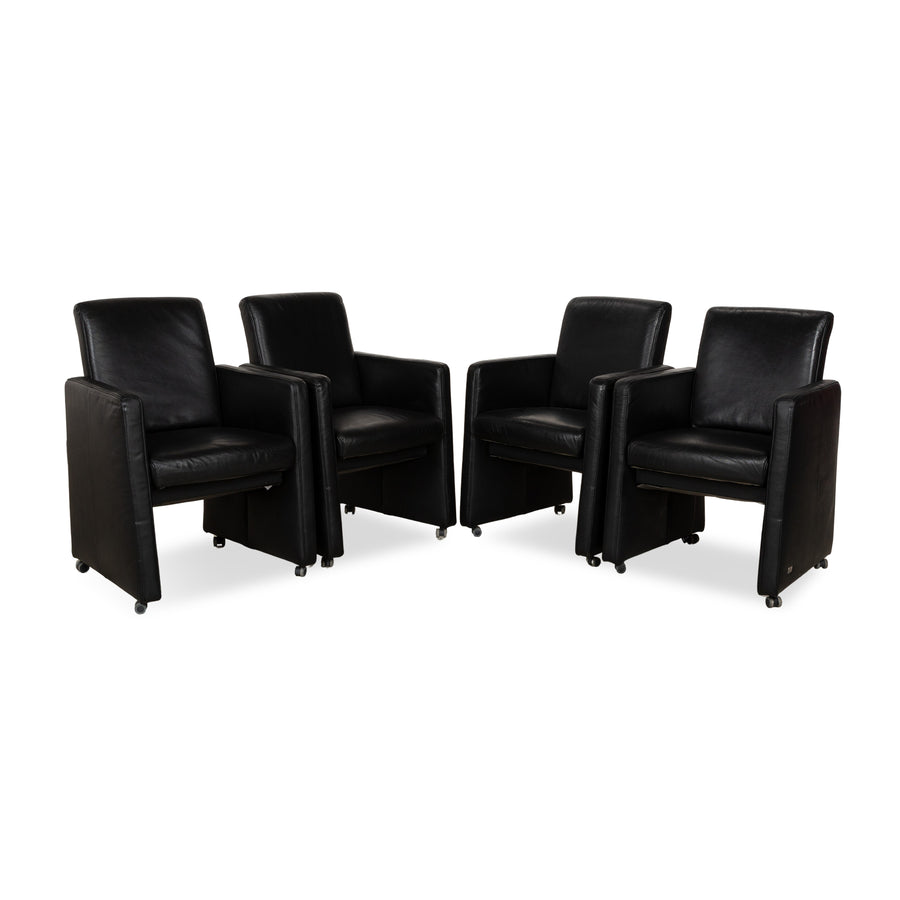 Himolla Leather Armchair Set Black 4x Armchairs