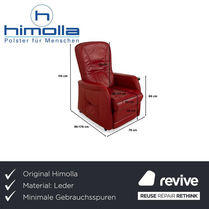 Himolla leather armchair red electr. function