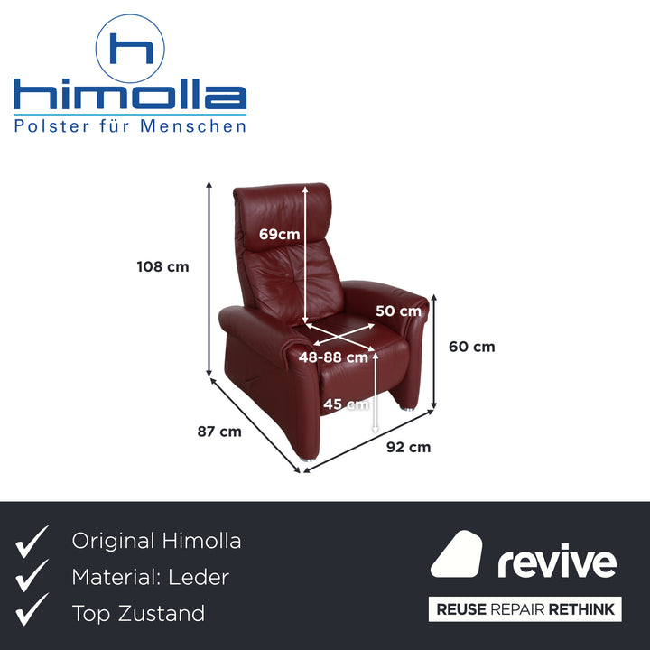 Himolla Leder Sessel Rot Kirschrot manuelle Funktion