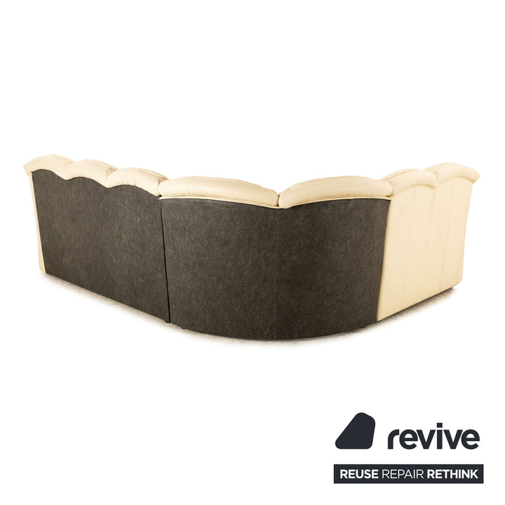 Himolla leather sofa set cream manual function corner sofa stool