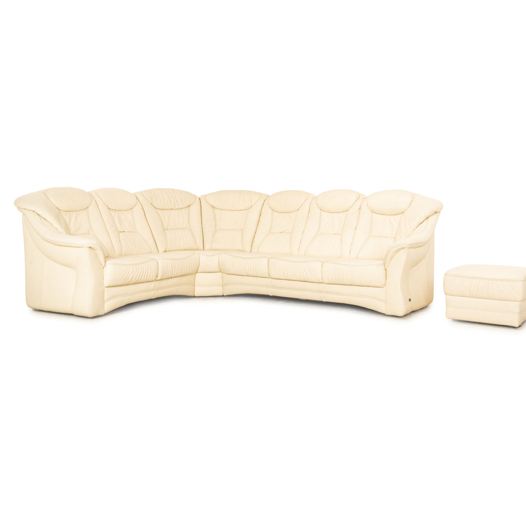 Himolla leather sofa set cream manual function corner sofa stool