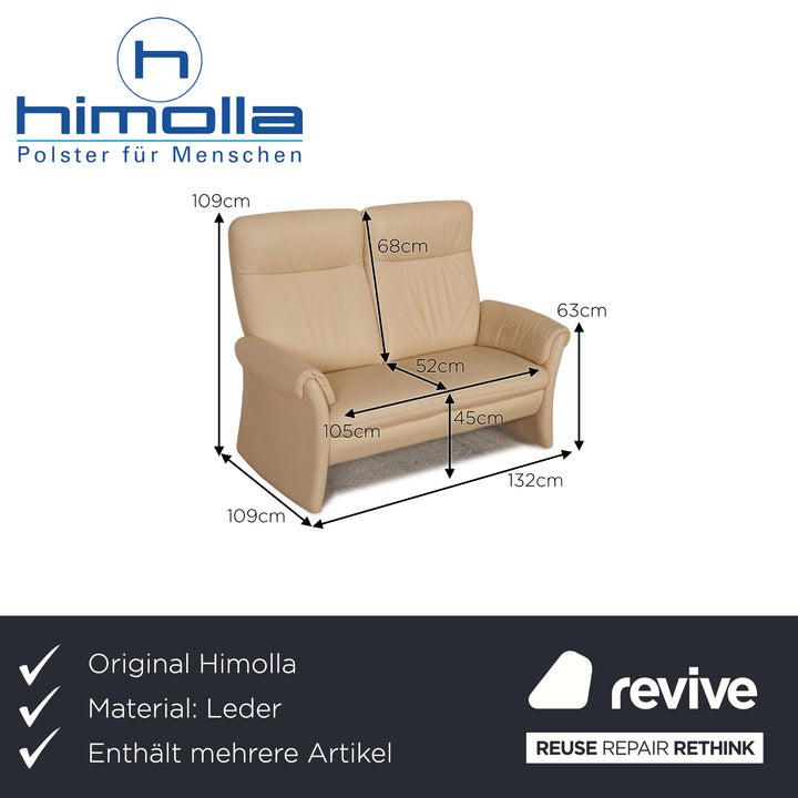 Himolla Leather Sofa Set Cream Two Seater Armchair Sofa Couch