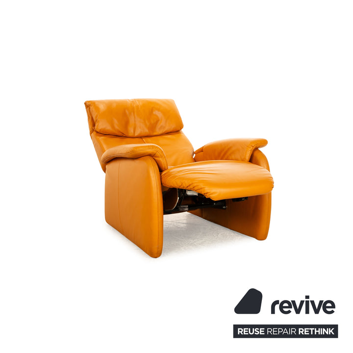 Himolla Leder Sofa Garnitur Orange Apricot elektrische Funktion Recamiere Rechts Ecksofa Sessel Sofa Couch