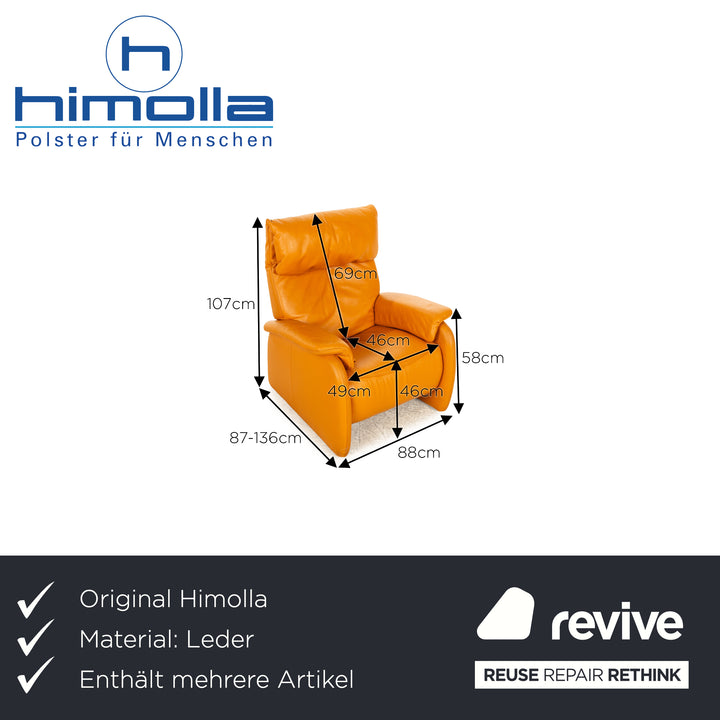 Himolla Leder Sofa Garnitur Orange Apricot elektrische Funktion Recamiere Rechts Ecksofa Sessel Sofa Couch