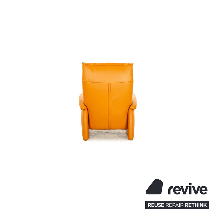 Himolla Leder Sofa Garnitur Orange Apricot elektrische Funktion Recamiere Rechts Ecksofa Sessel Sofa Couch