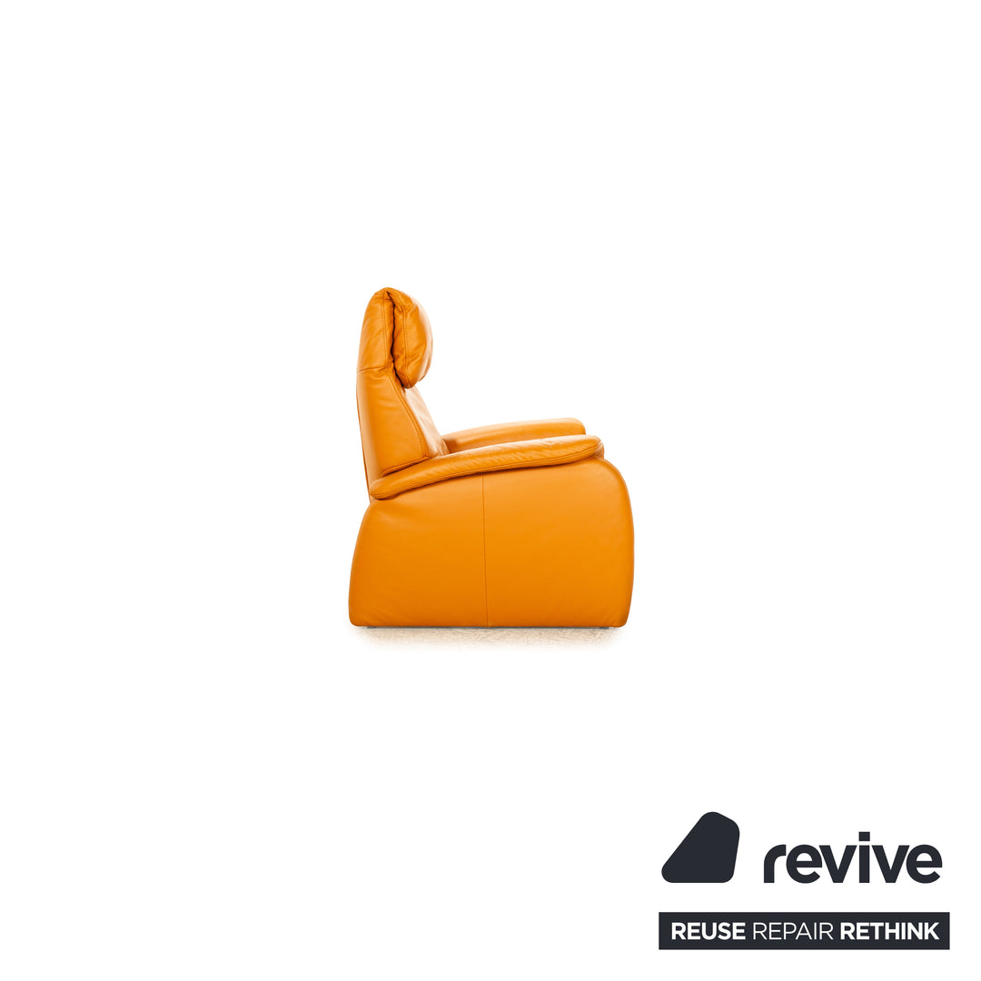 Himolla Leder Sofa Garnitur Orange Apricot elektrische Funktion Recamiere Rechts Ecksofa Sessel Sofa Couch