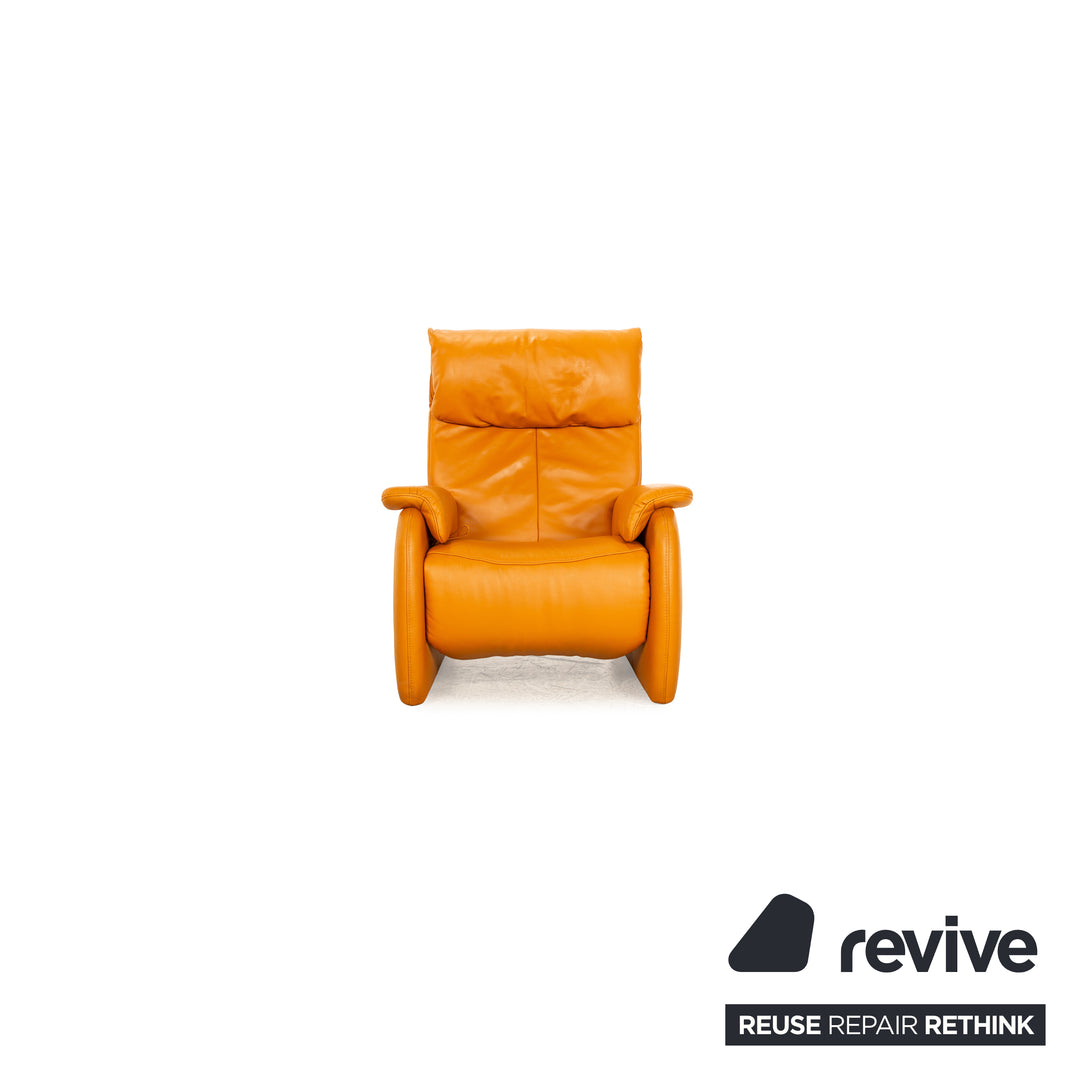 Himolla Leder Sofa Garnitur Orange Apricot elektrische Funktion Recamiere Rechts Ecksofa Sessel Sofa Couch