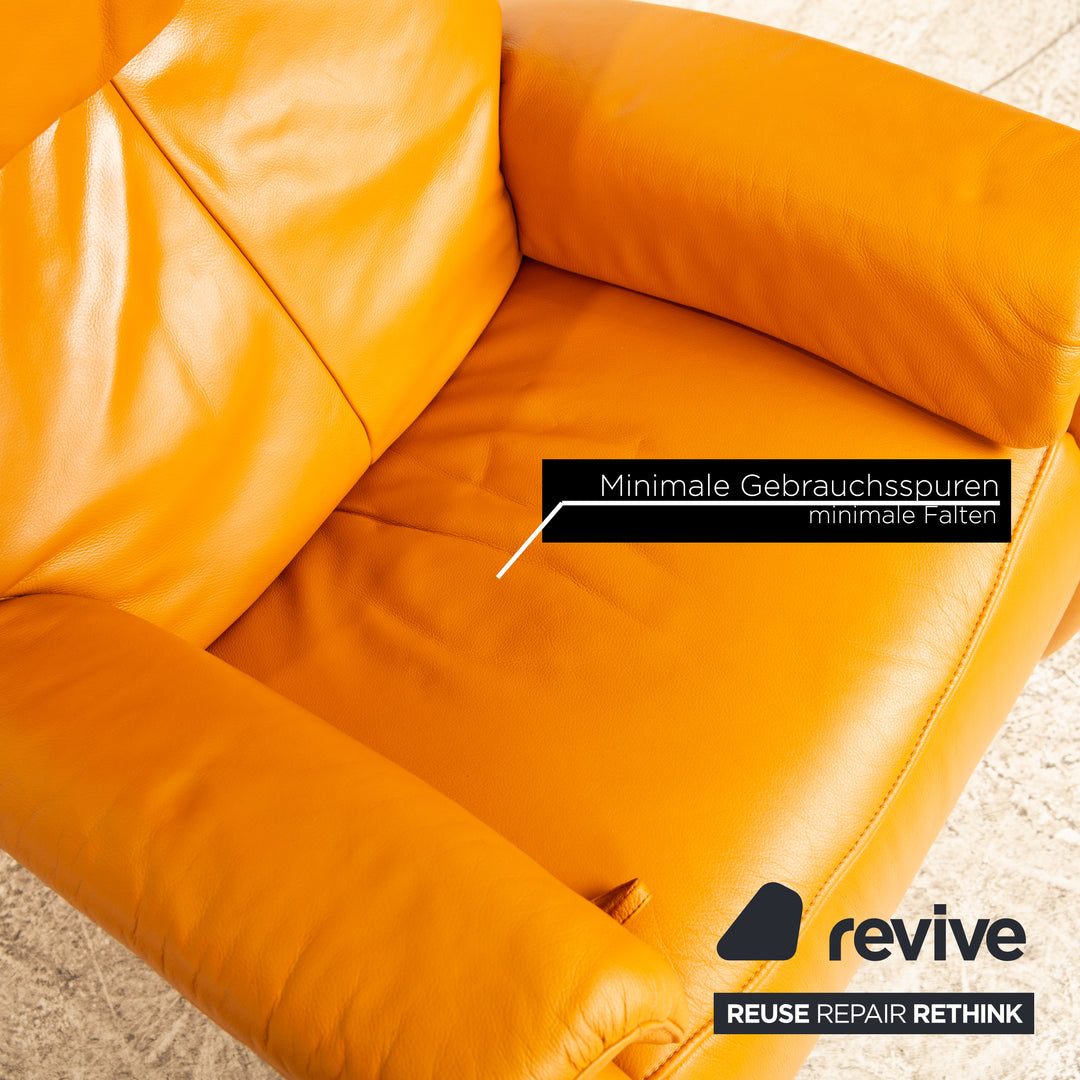 Himolla Leder Sofa Garnitur Orange Apricot elektrische Funktion Recamiere Rechts Ecksofa Sessel Sofa Couch