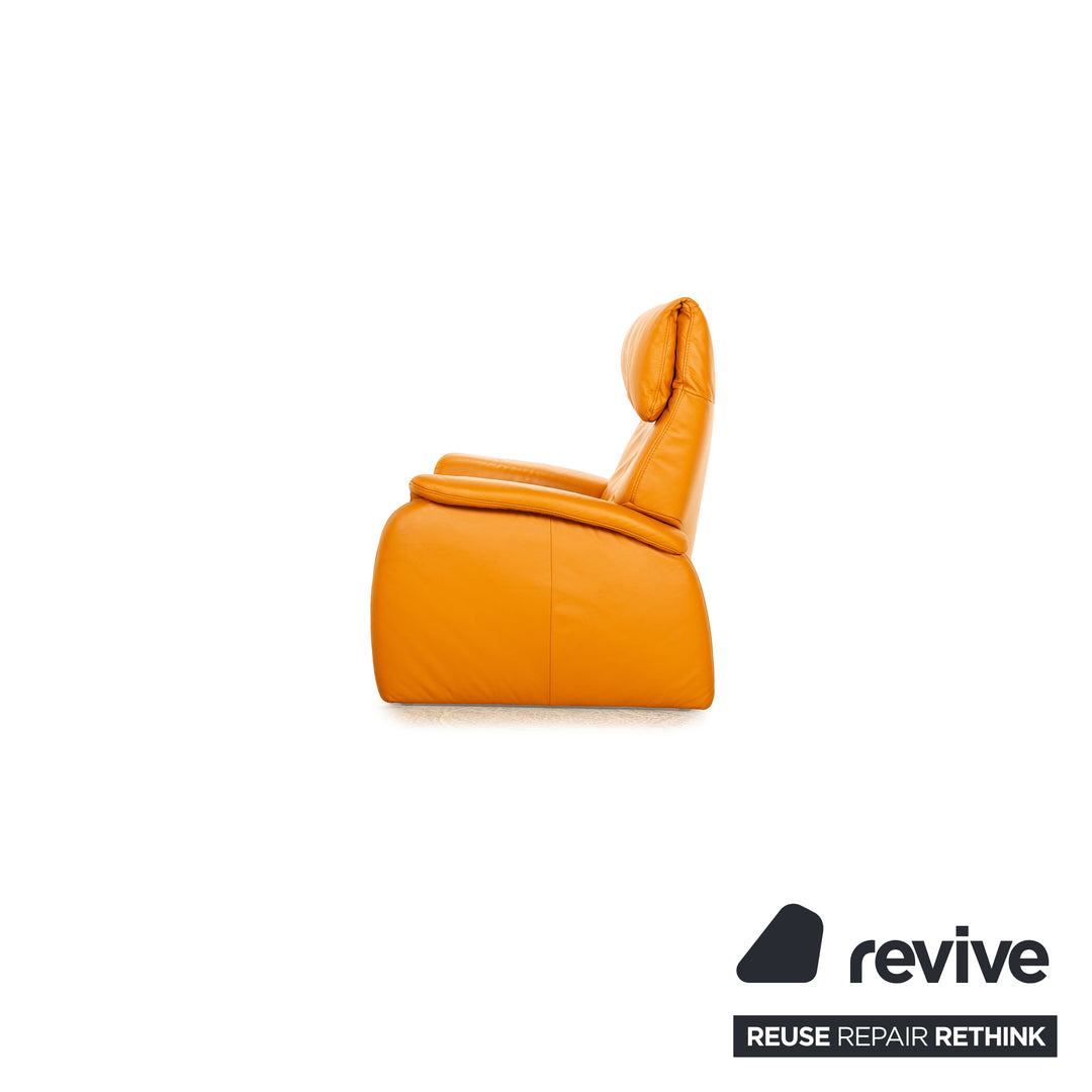 Himolla Leder Sofa Garnitur Orange Apricot elektrische Funktion Recamiere Rechts Ecksofa Sessel Sofa Couch