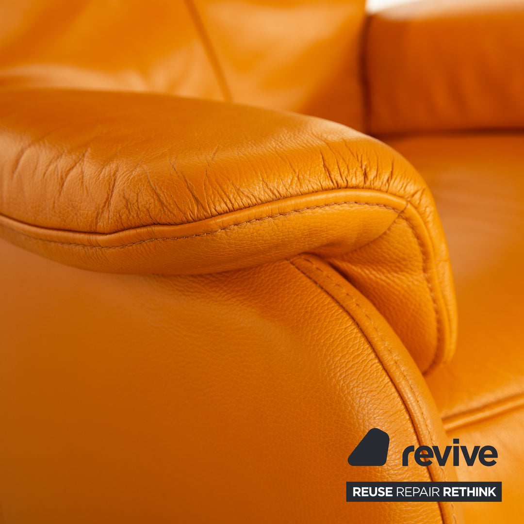 Himolla Leder Sofa Garnitur Orange Apricot elektrische Funktion Recamiere Rechts Ecksofa Sessel Sofa Couch