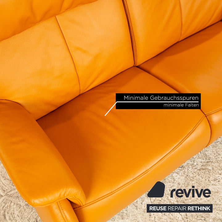 Himolla Leather Sofa Set Orange Apricot Electric Function Recamiere Right Two-Seater Armchair Sofa Couch Status