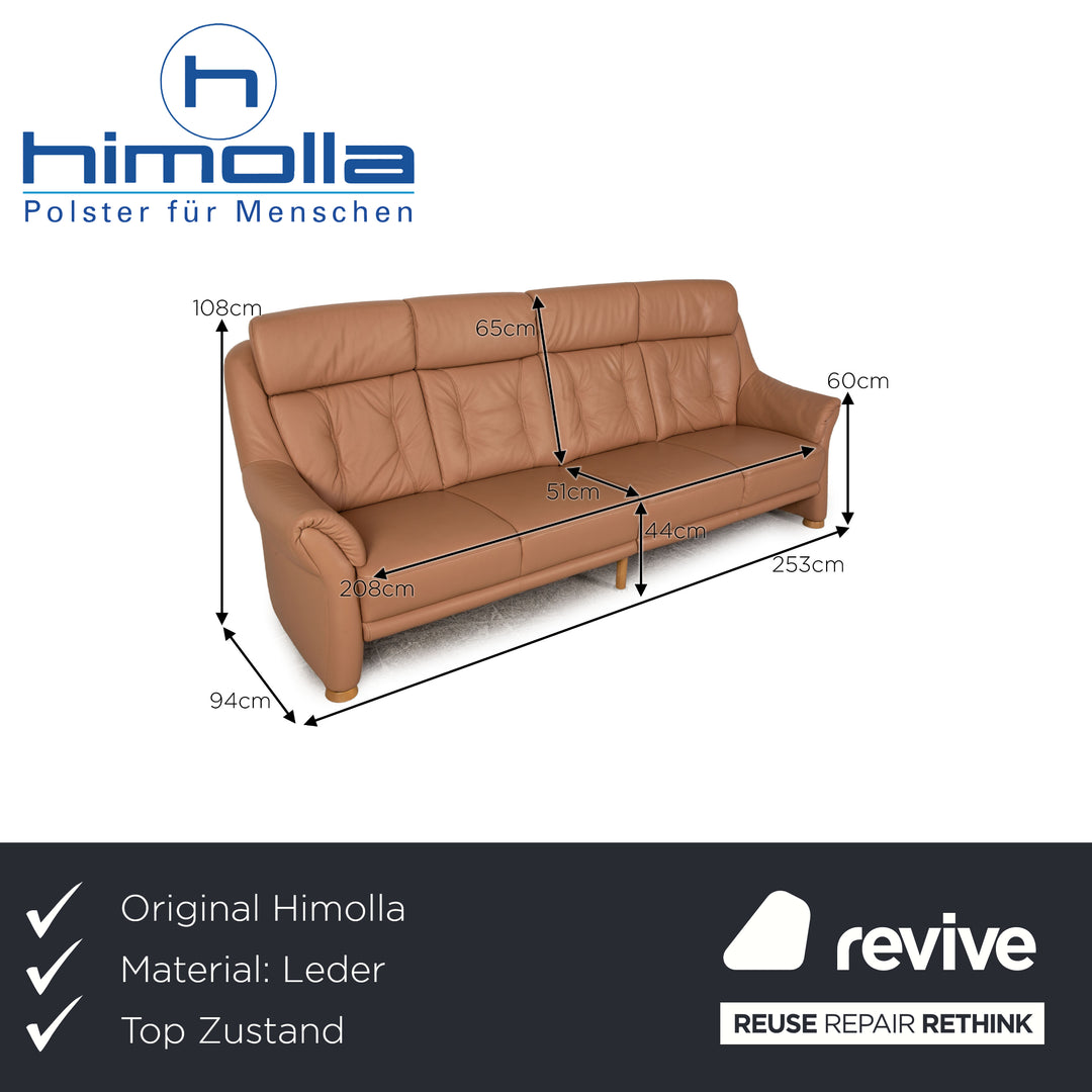 Himolla Leather Four Seater Beige Sofa Couch