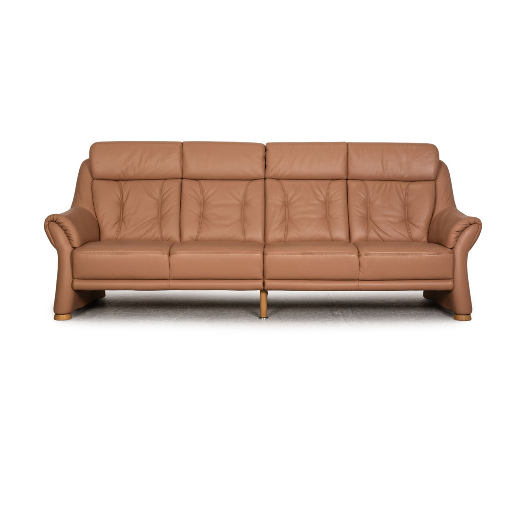 Himolla Leather Four Seater Beige Sofa Couch