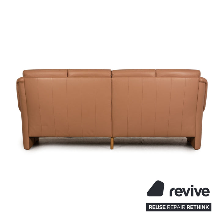 Himolla Leather Four Seater Beige Sofa Couch