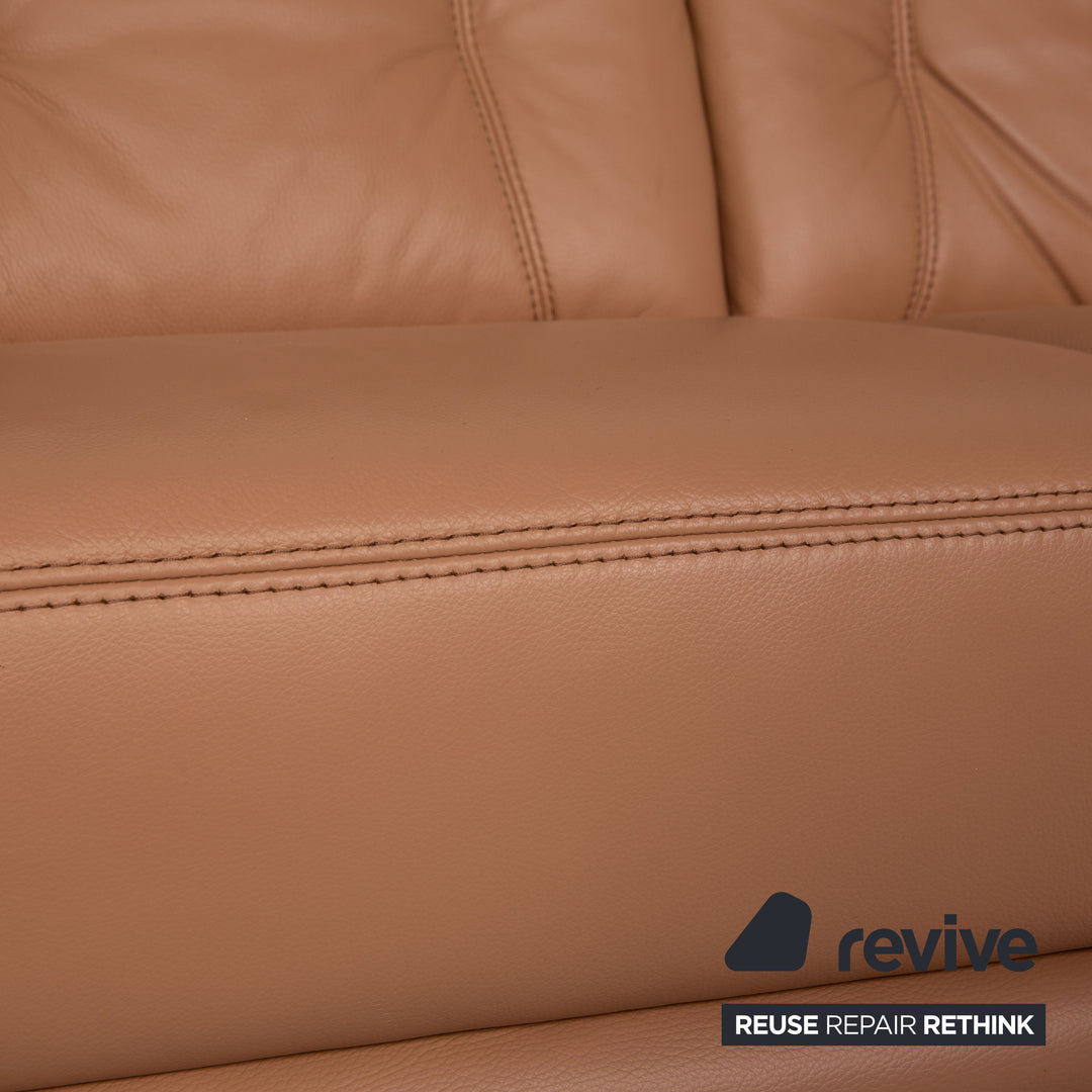 Himolla Leather Four Seater Beige Sofa Couch