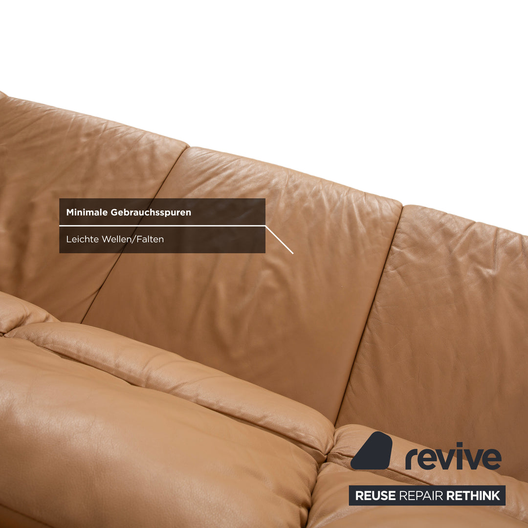 Himolla Leder Viersitzer Braun Beige Sofa Couch