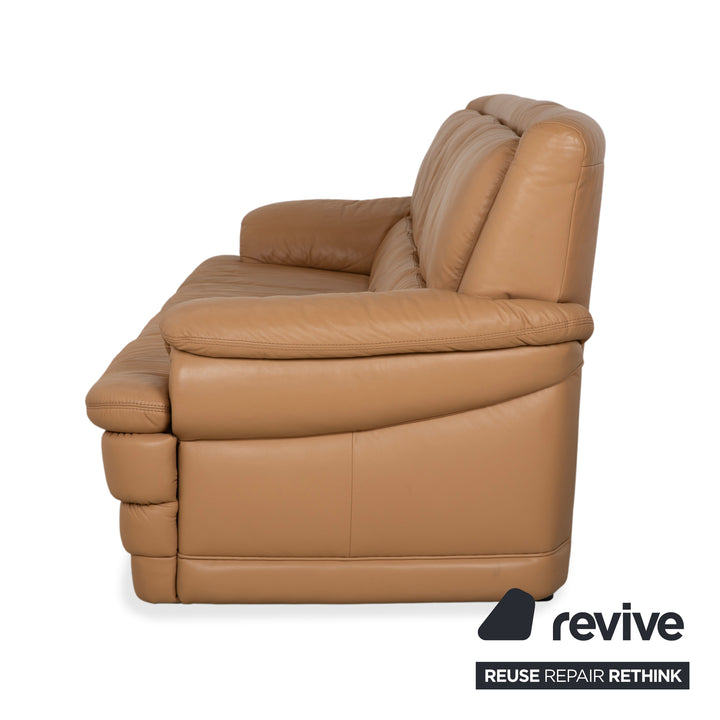 Himolla Leder Viersitzer Braun Beige Sofa Couch