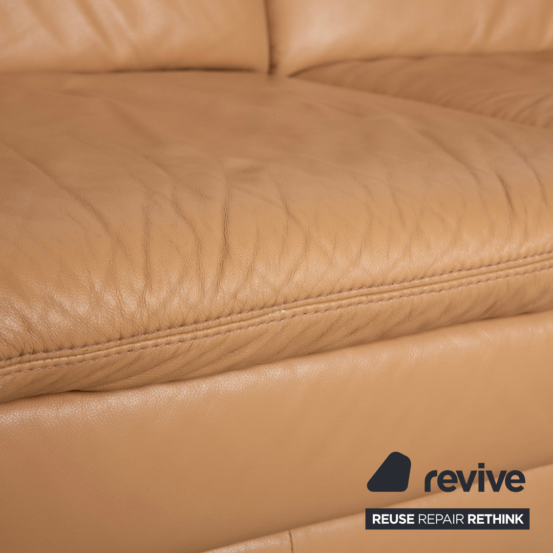 Himolla Leder Viersitzer Braun Beige Sofa Couch