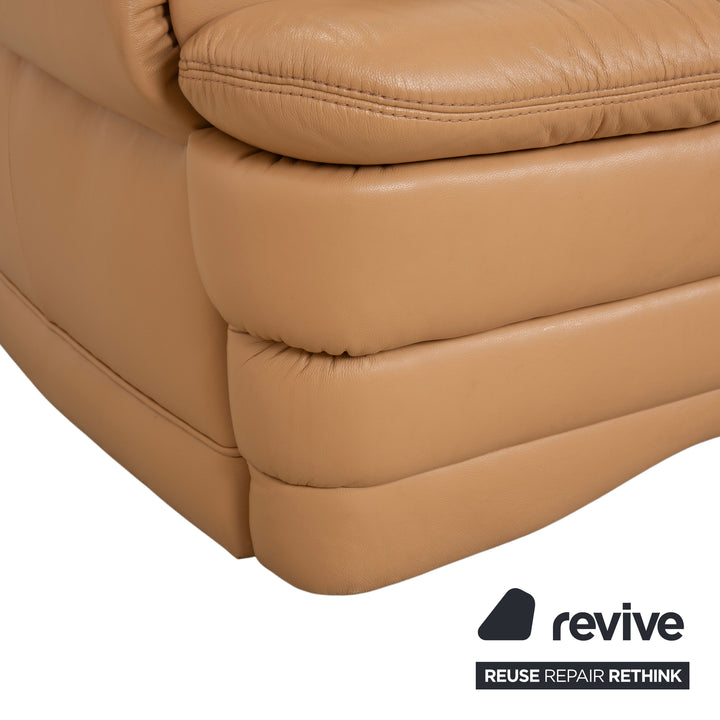 Canapé quatre places en cuir Himolla, marron et beige