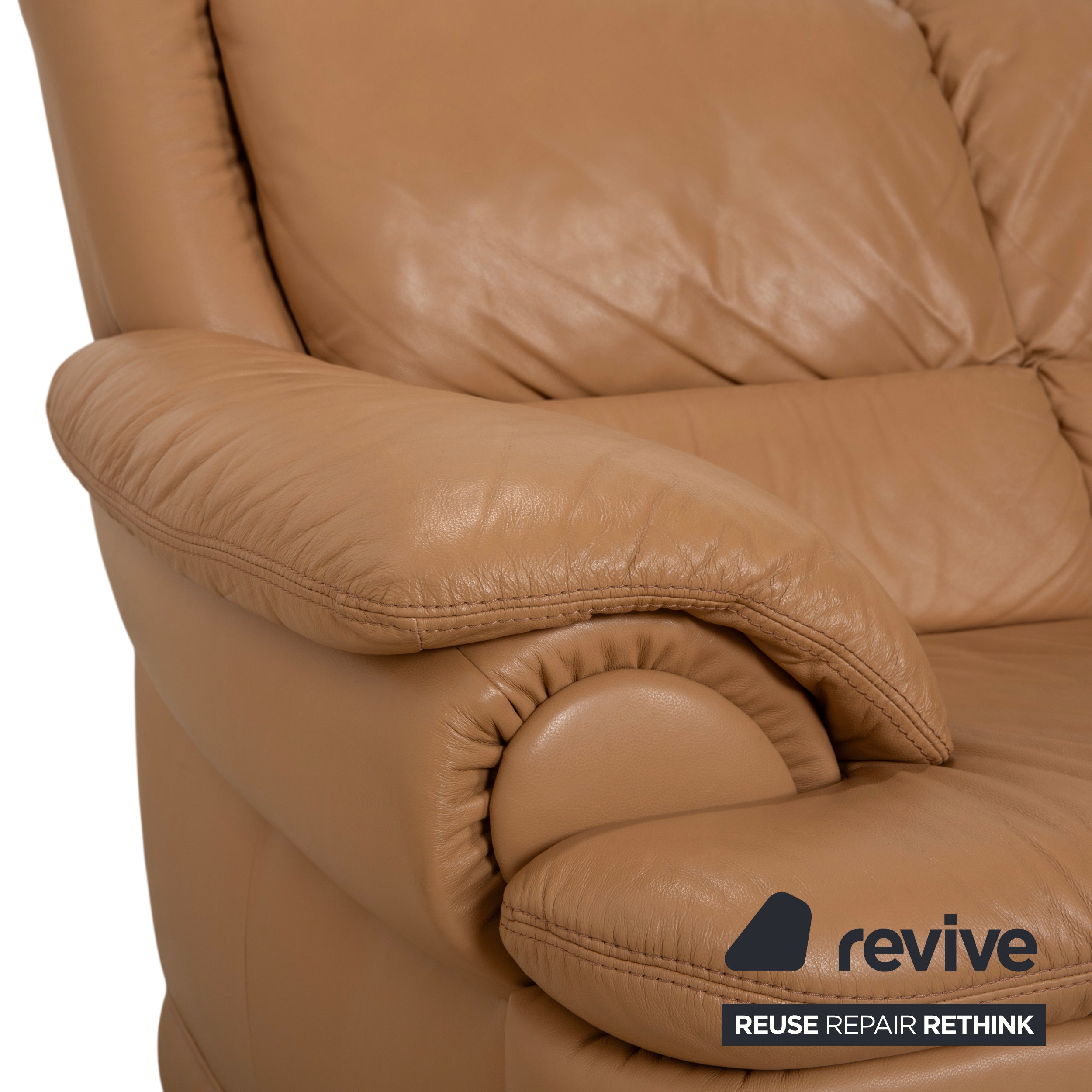 Himolla Leather Four-Seater Brown Beige Sofa Couch