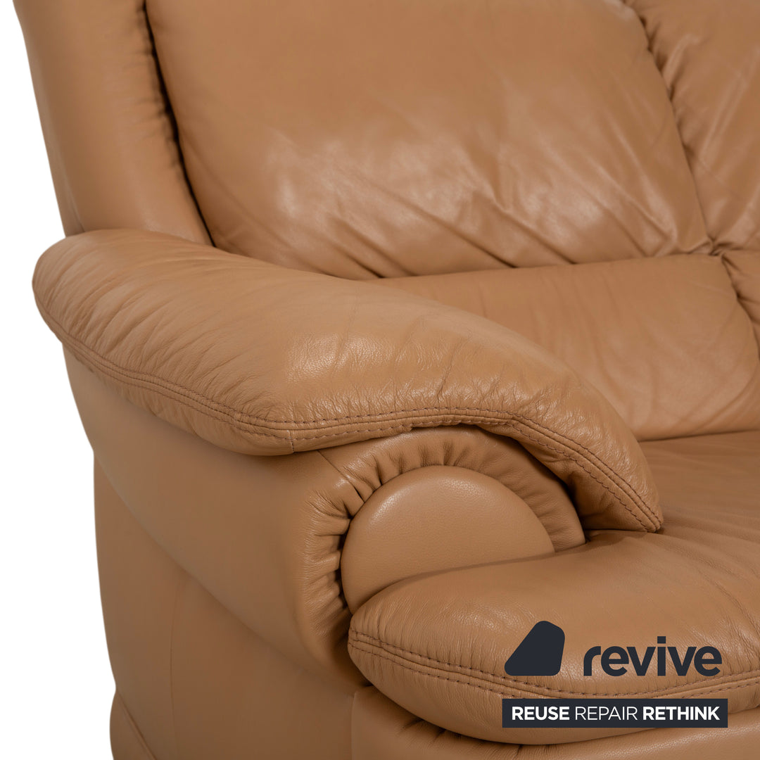 Canapé quatre places en cuir Himolla, marron et beige