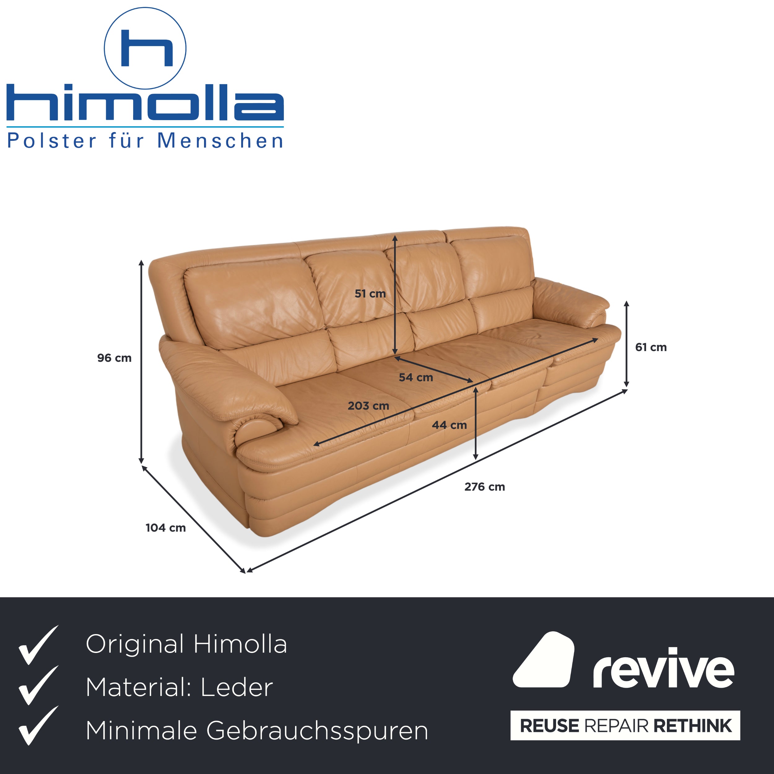 Himolla Leder Viersitzer Braun Beige Sofa Couch