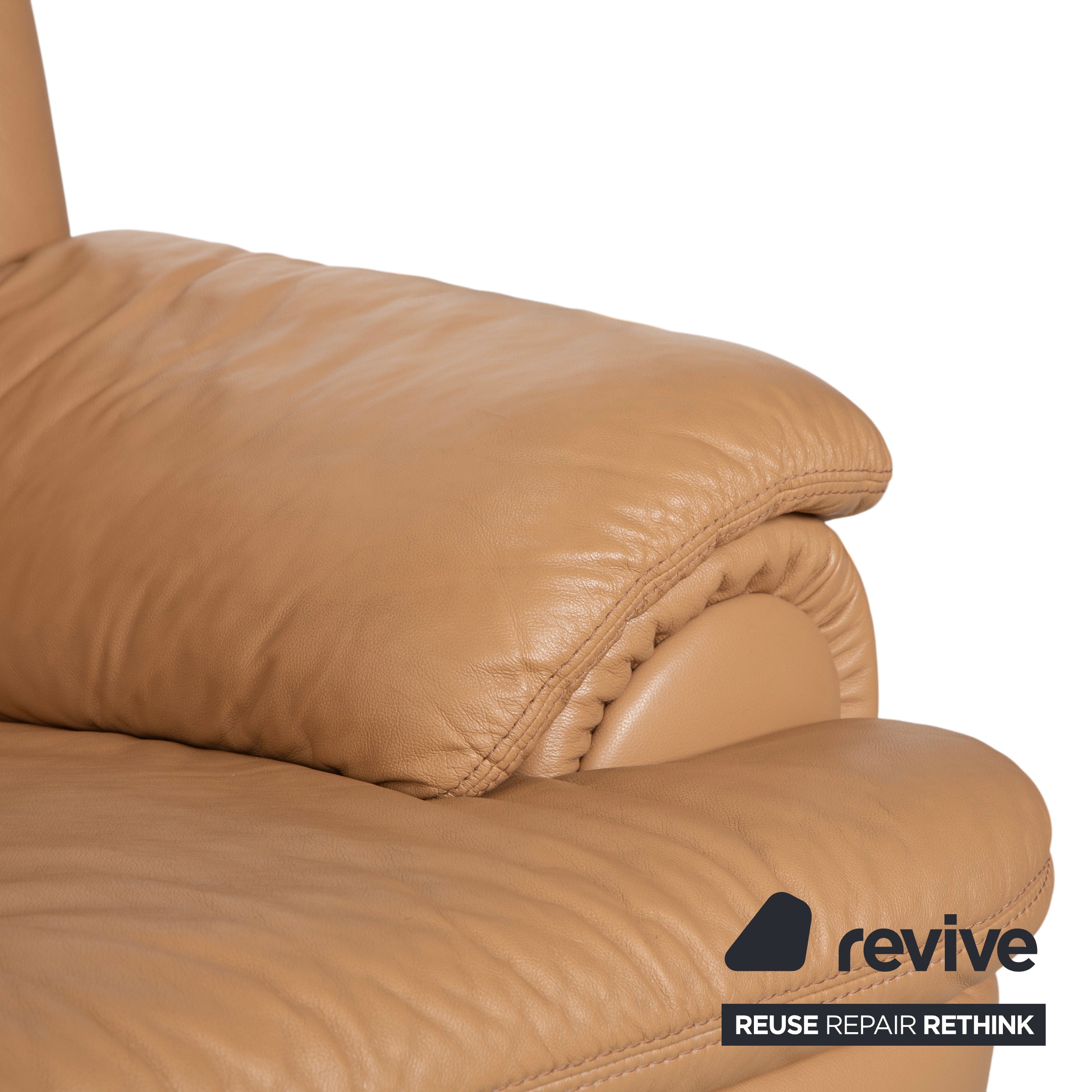 Himolla Leather Four-Seater Brown Beige Sofa Couch