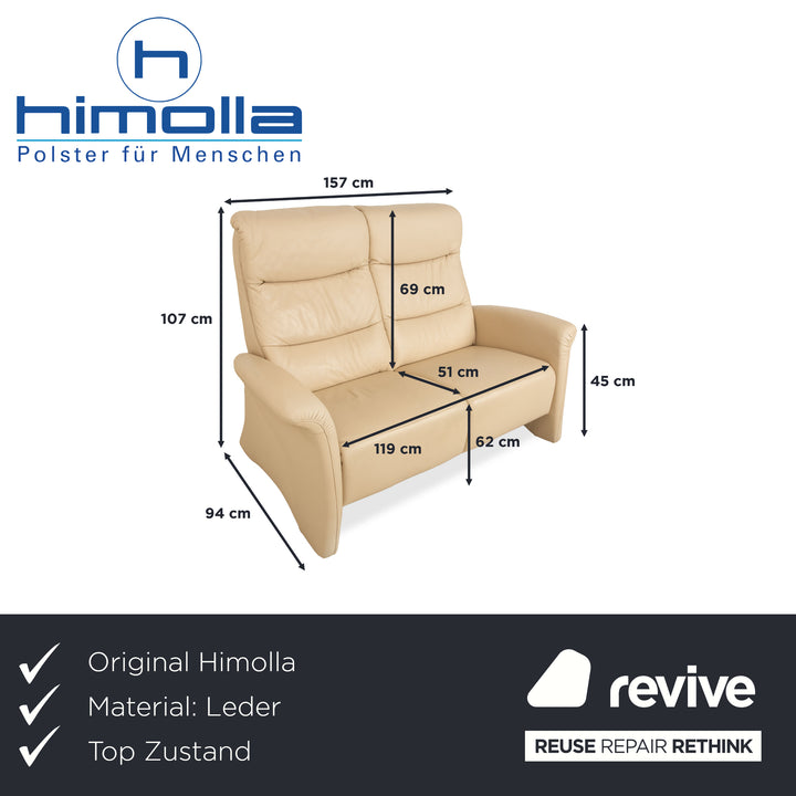 Himolla Leder Zweisitzer Creme Beige Sofa Couch