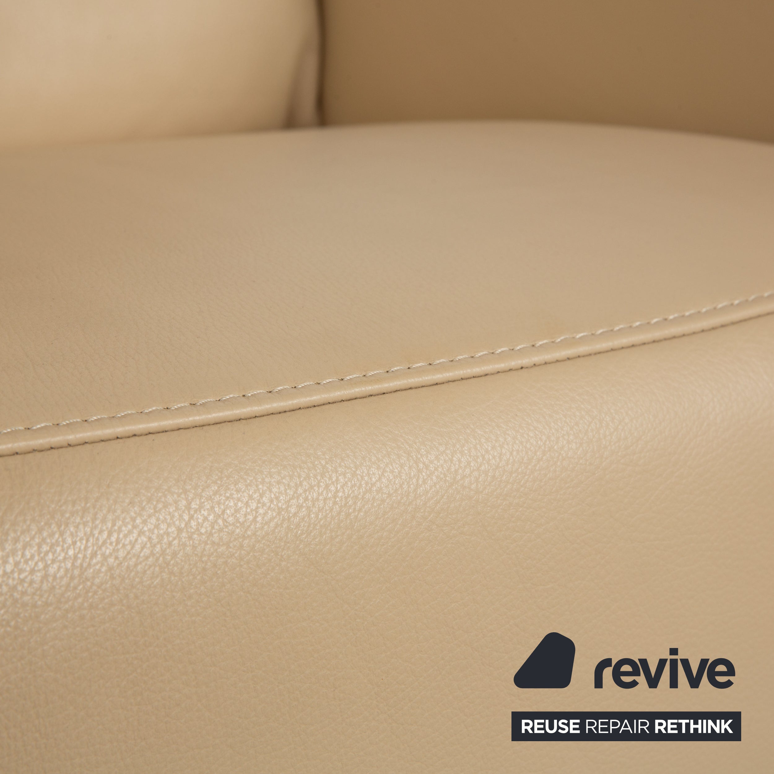 Himolla Leather Two-Seater Cream Beige Sofa Couch