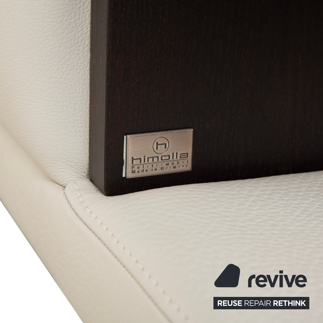 Himolla Leather Two-Seater Cream White Wood Sofa Couch