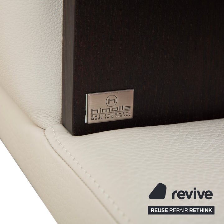 Himolla Leather Two-Seater Cream White Wood Sofa Couch