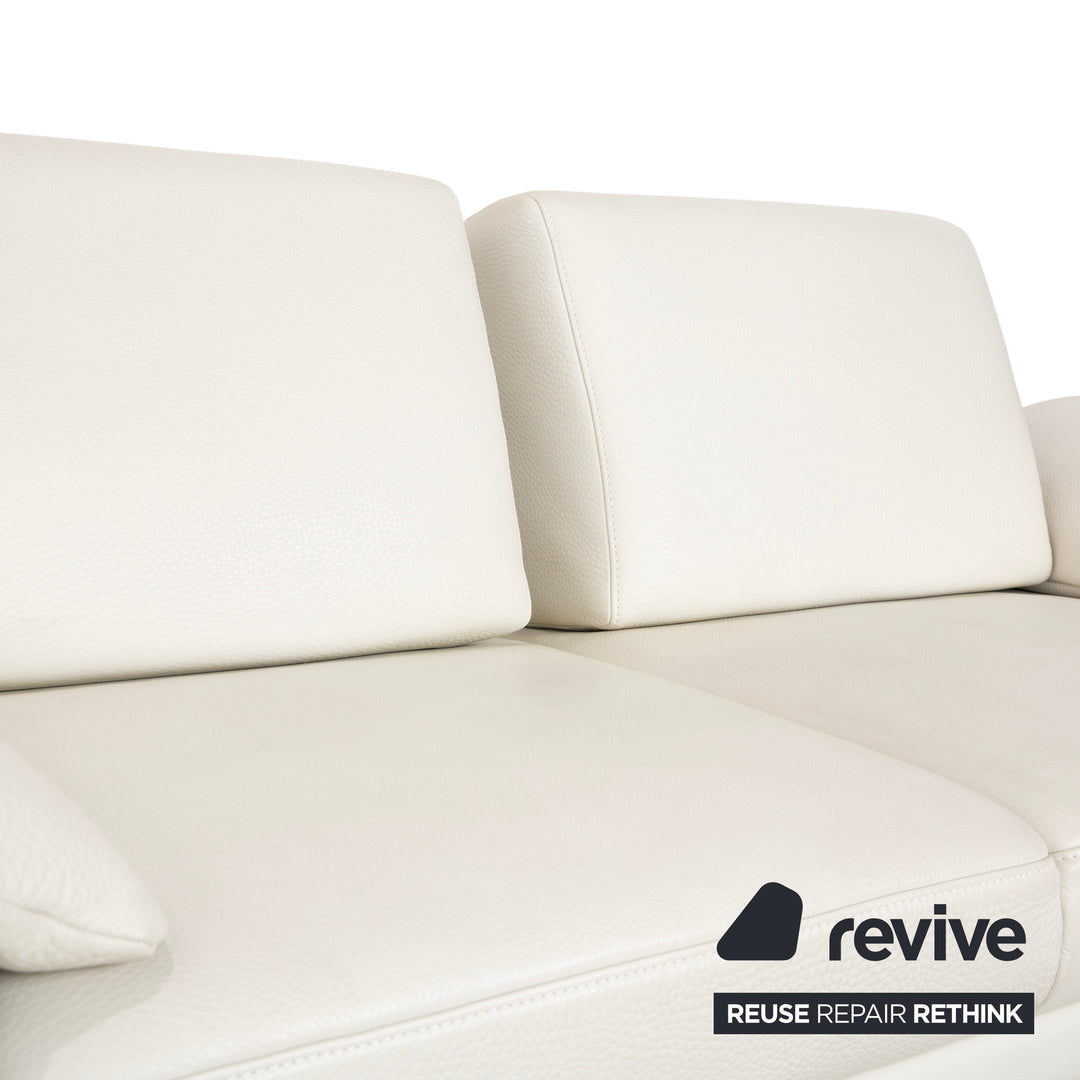 Himolla Leather Two-Seater Cream White Wood Sofa Couch