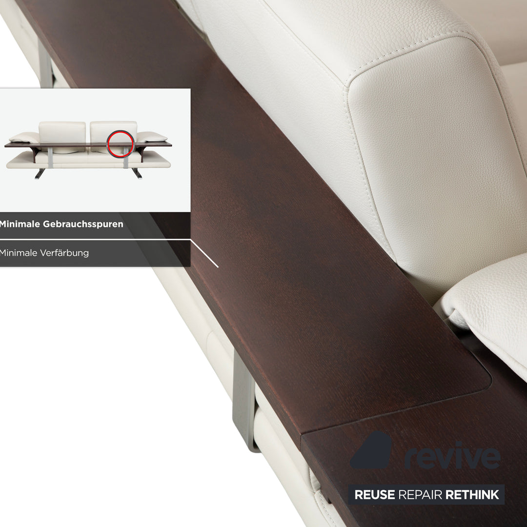 Himolla Leather Two-Seater Cream White Wood Sofa Couch