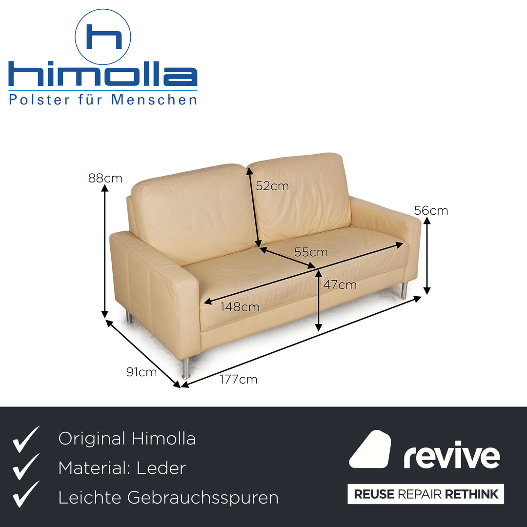 Himolla Leather Two Seater Yellow Sofa Couch