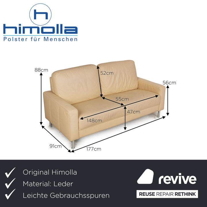 Himolla Leather Two Seater Yellow Sofa Couch