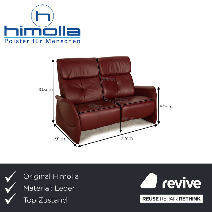 Himolla Mondo 4792 Leather Two Seater Red Wine Red Sofa Couch