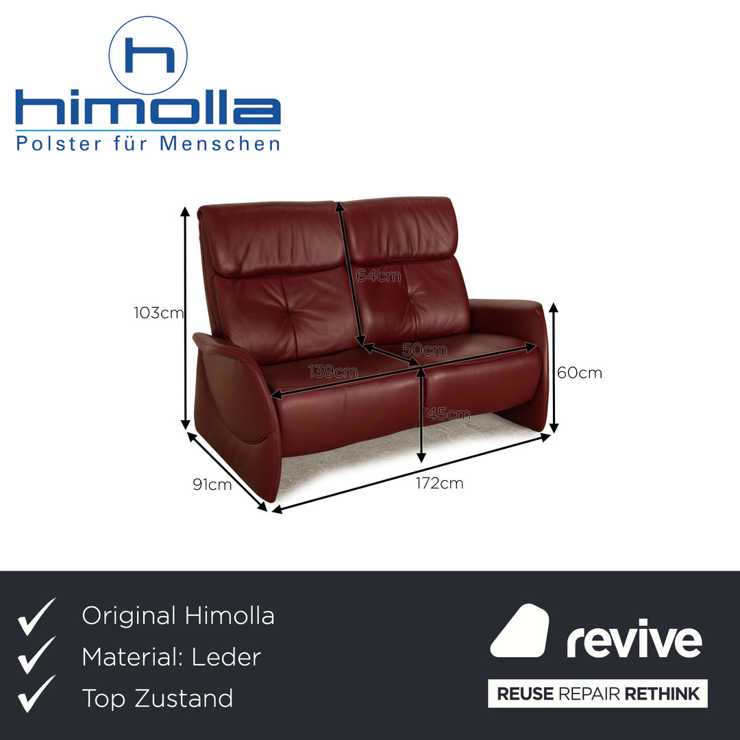 Himolla Mondo 4792 Leather Two Seater Red Wine Red Sofa Couch