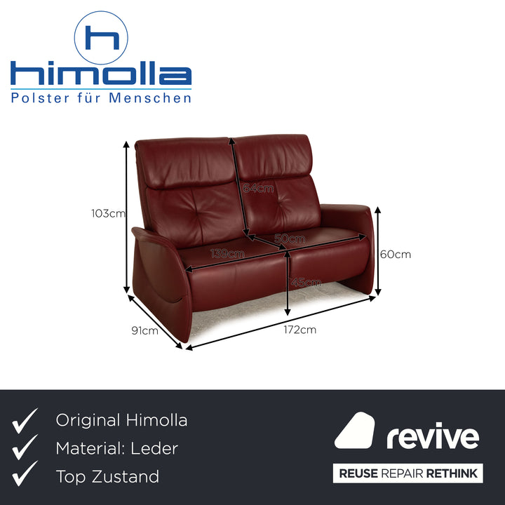 Himolla Mondo 4792 Leder Zweisitzer Rot Weinrot Sofa Couch