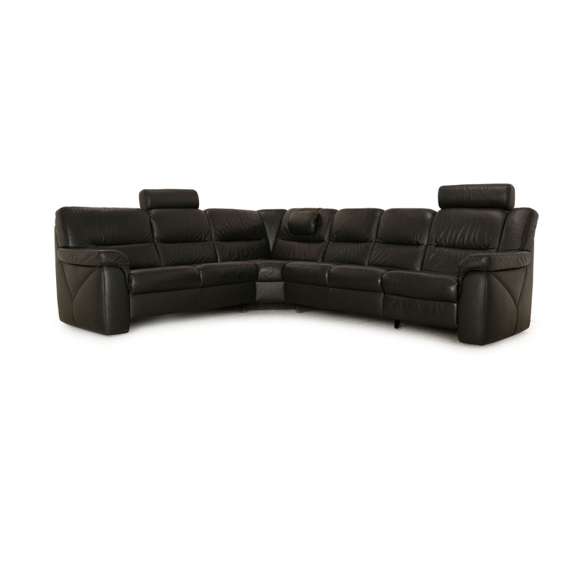 Himolla Planopoly Leather Corner Sofa Black Electric Function Sofa Couch