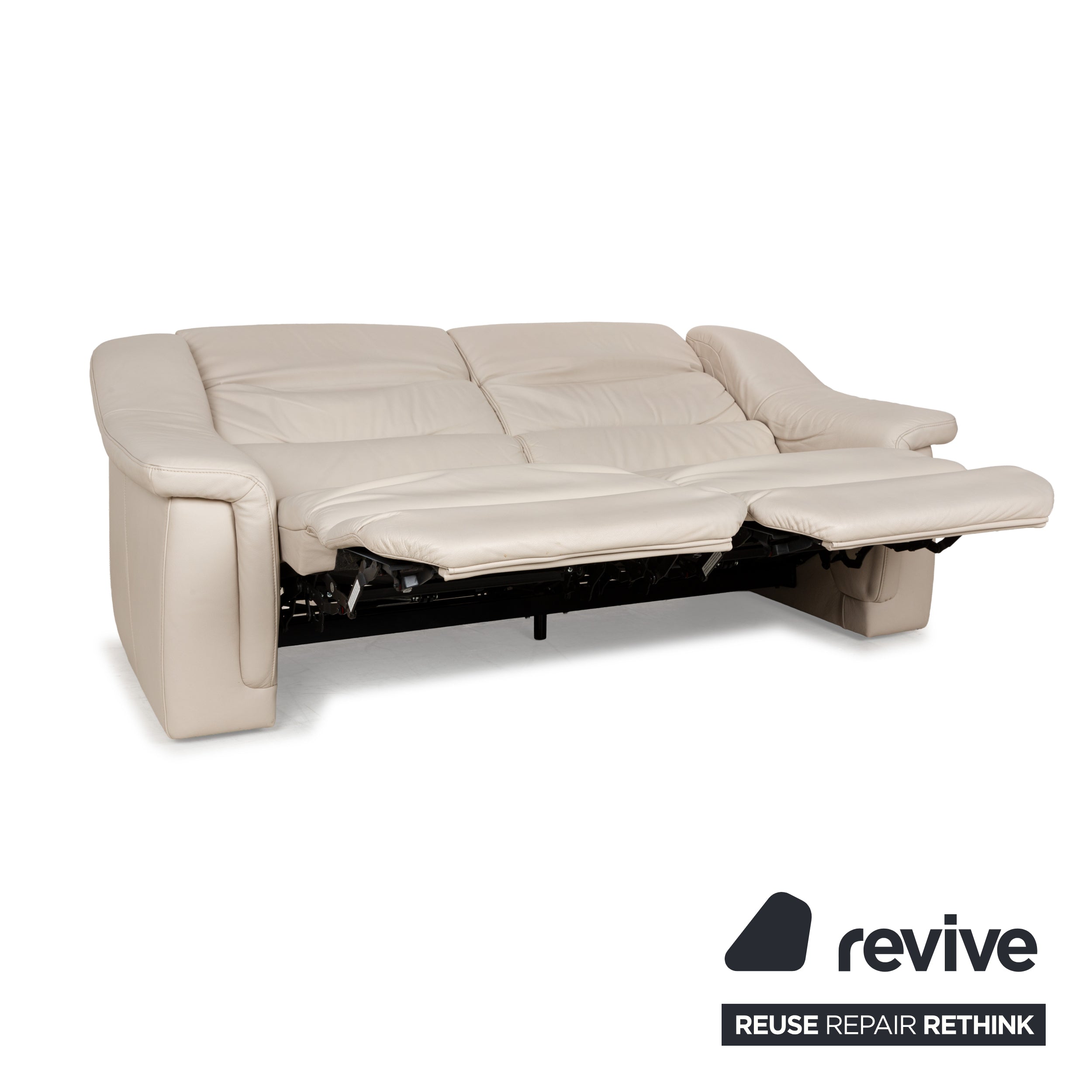 Himolla Planopoly Leder Zweisitzer Creme elektrische Funktion Sofa Couch Relaxfunktion