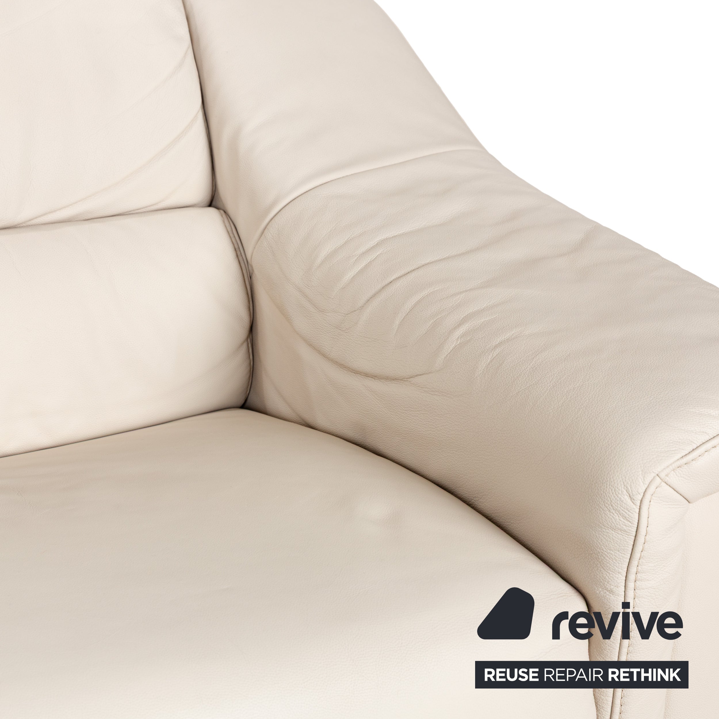 Himolla Planopoly Leder Zweisitzer Creme elektrische Funktion Sofa Couch Relaxfunktion